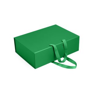 Зелена подарункова коробка з ручками 33 х 24 х 10,5 см